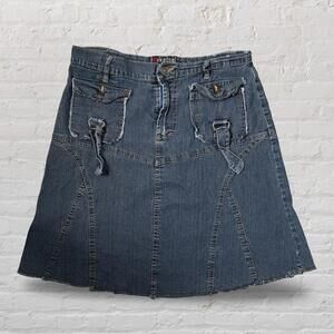 y2k denim cargo mini skirt low/mid rise fit medium wash